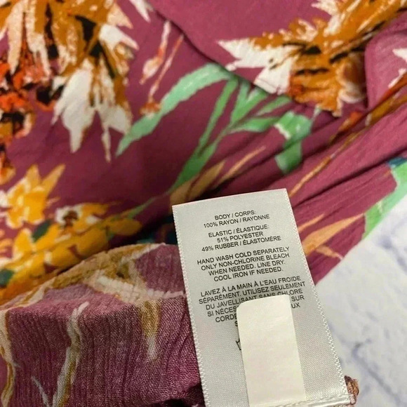 Express Gauze Botanical Floral Ruffled Tube Mini Dress - Picture 5 of 7